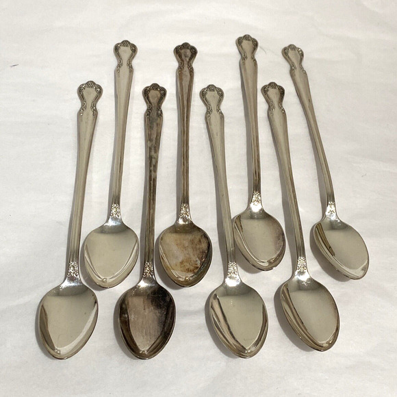 Silver iced tea spoons (8) Rogers Daybreak pattern vintage 1952 classic flatware - Picture 5 of 10